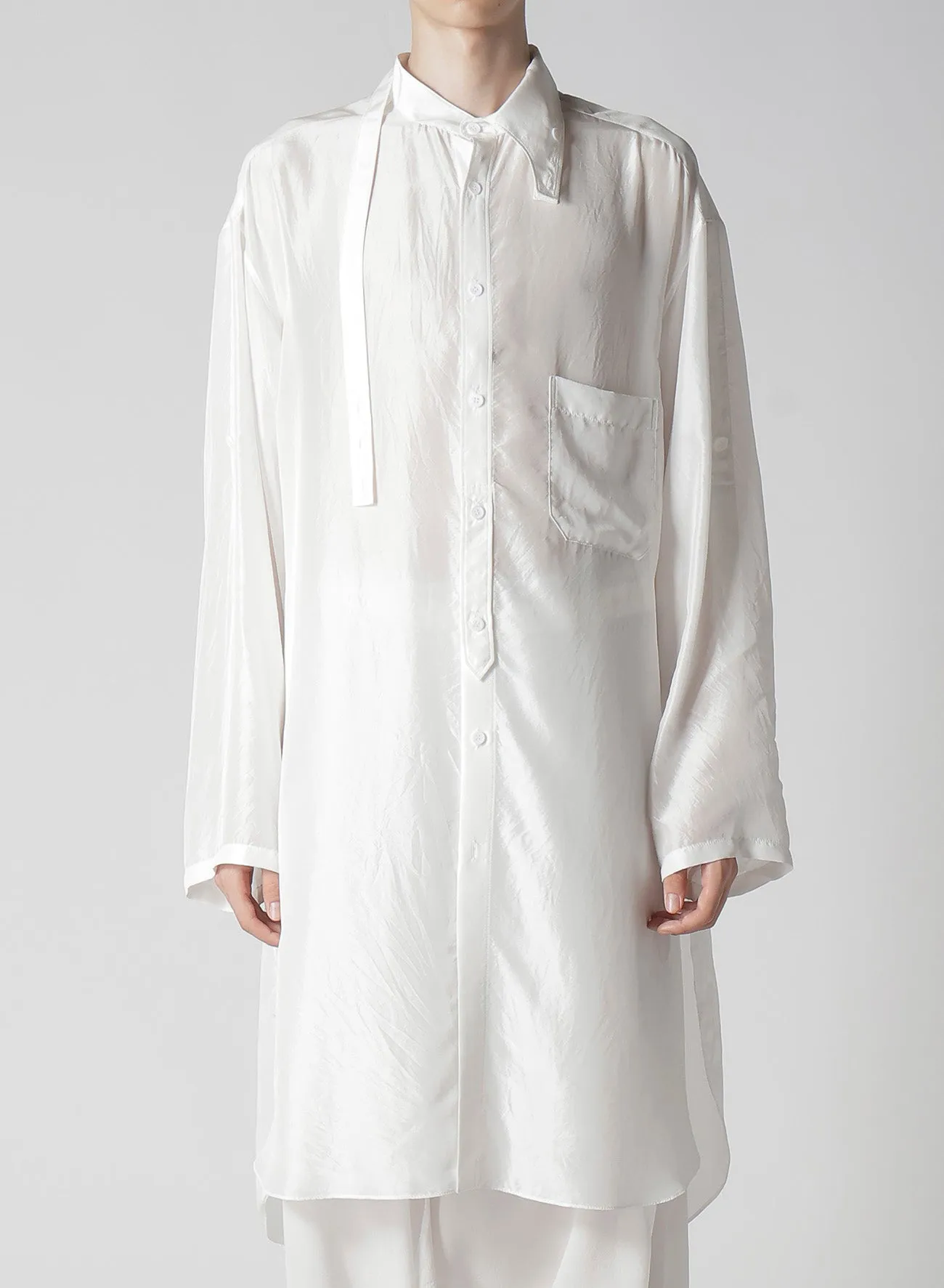 10M SILK  ASYMMETRY COLLAR SHIRT