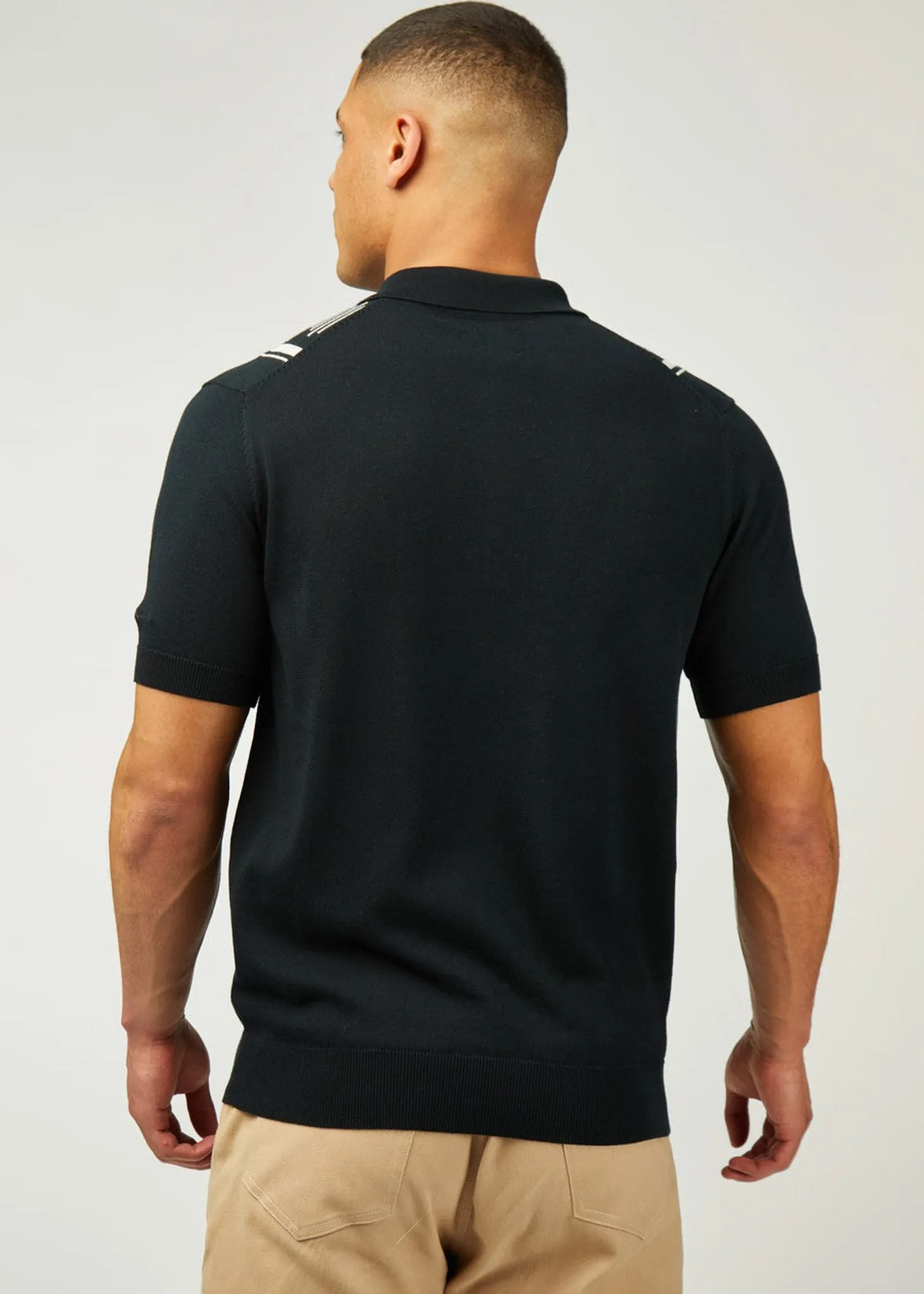Argyle jacquard polo - black