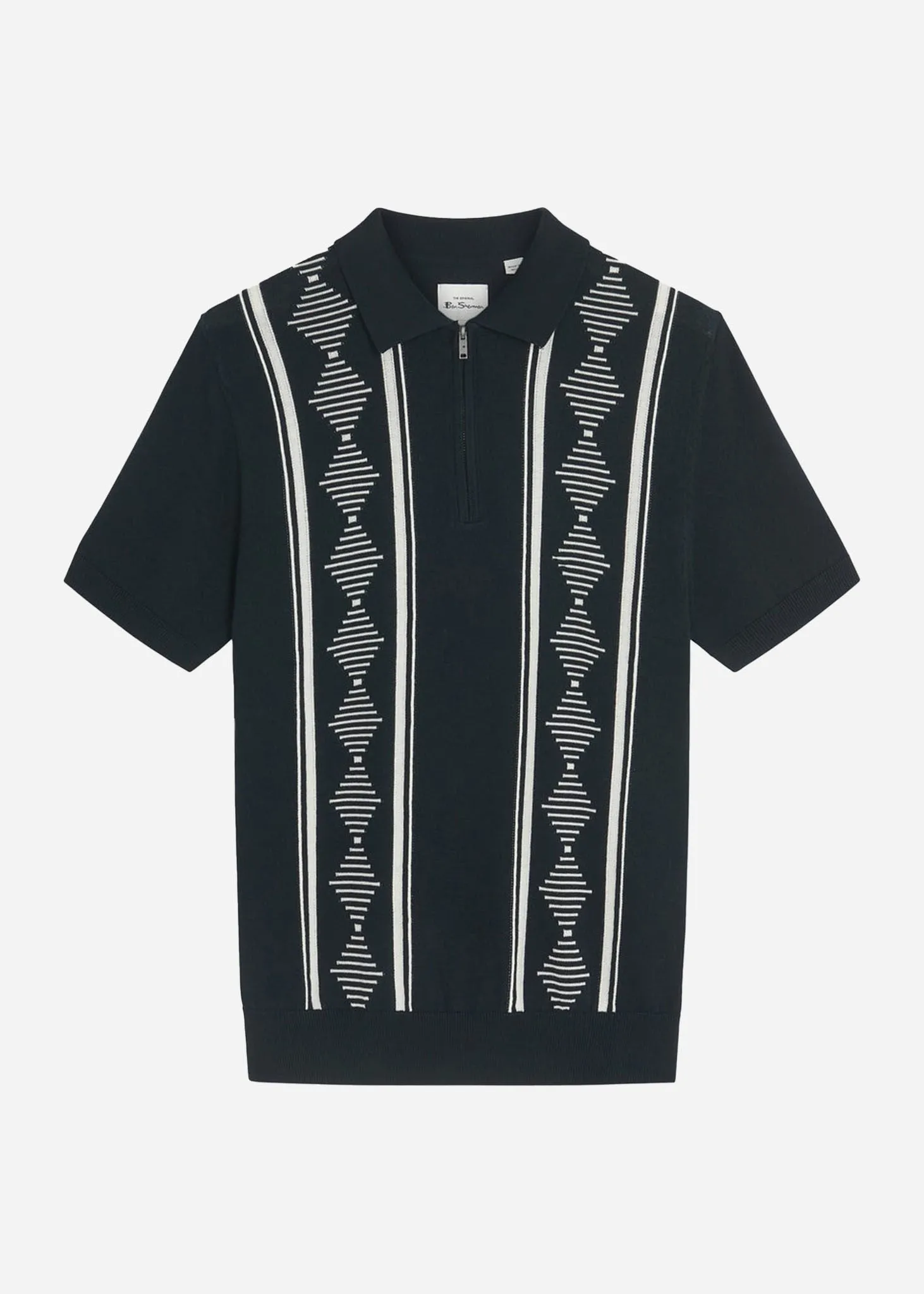 Argyle jacquard polo - black