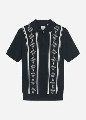 Argyle jacquard polo - black