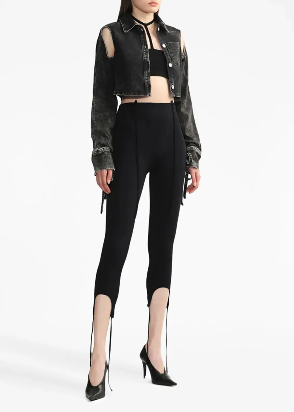 Black Cut-Out Cropped Shirt