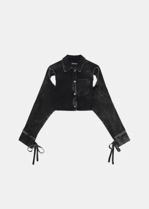Black Cut-Out Cropped Shirt