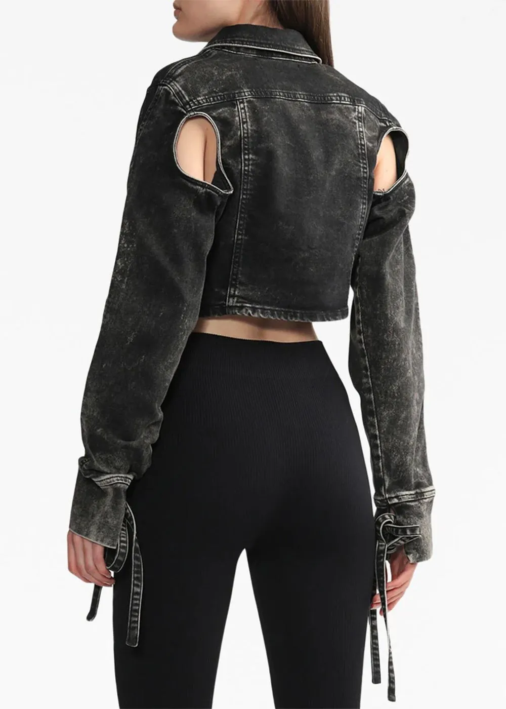 Black Cut-Out Cropped Shirt