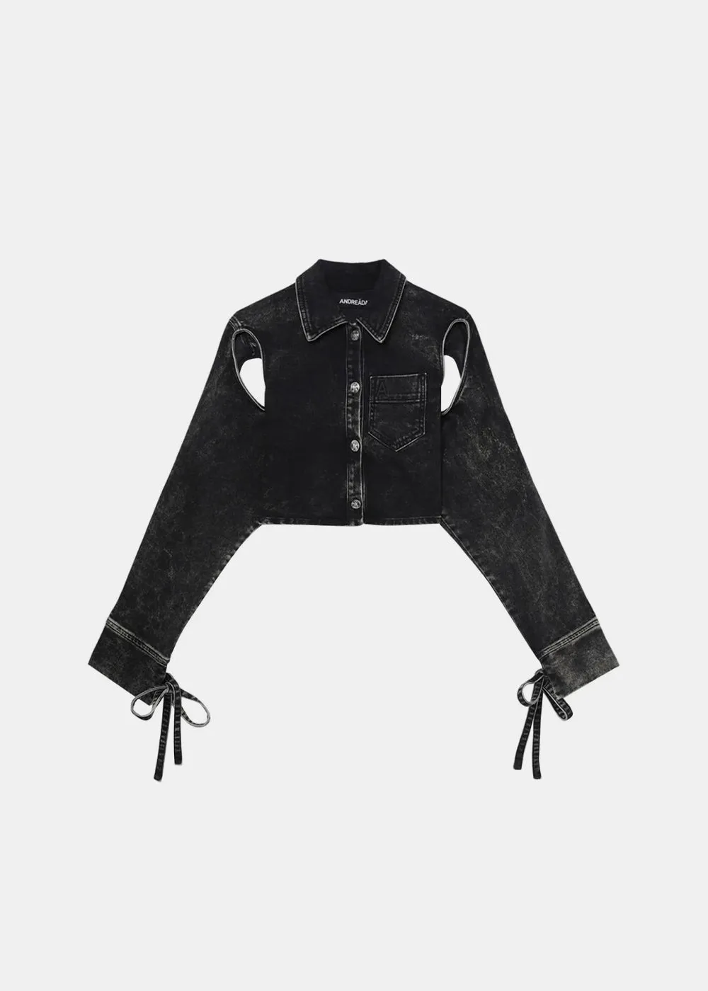 Black Cut-Out Cropped Shirt