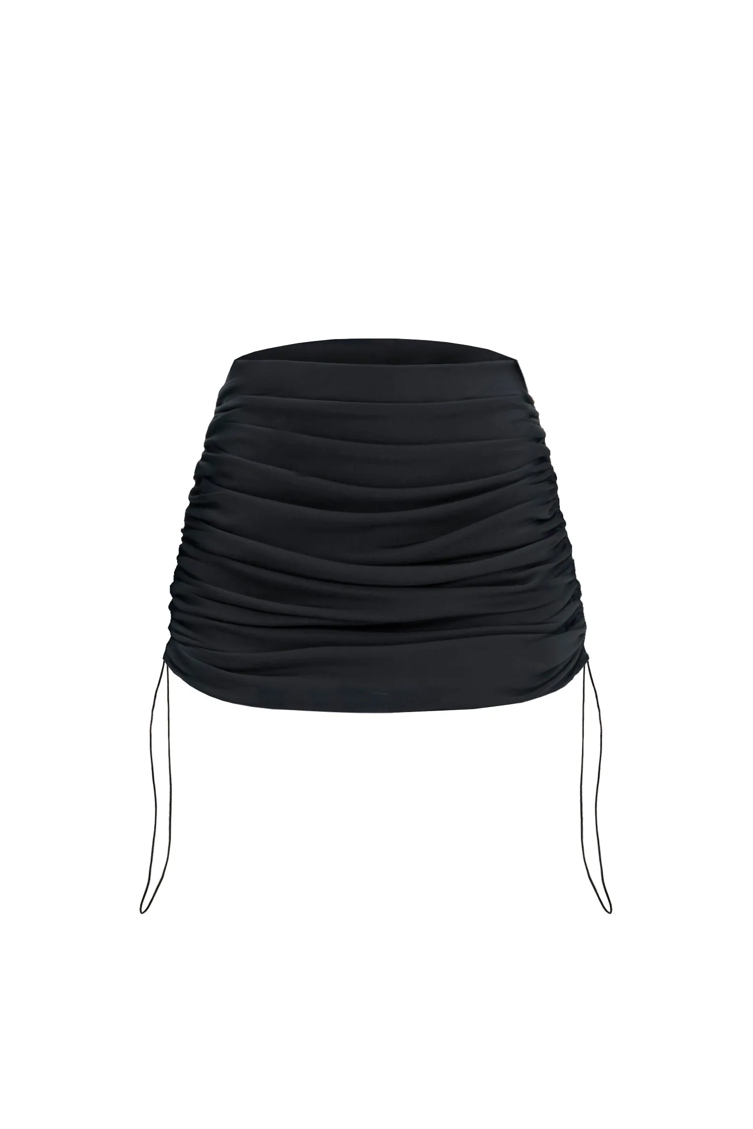 Black Mini High-Waist Ruched Minimalist Skirt