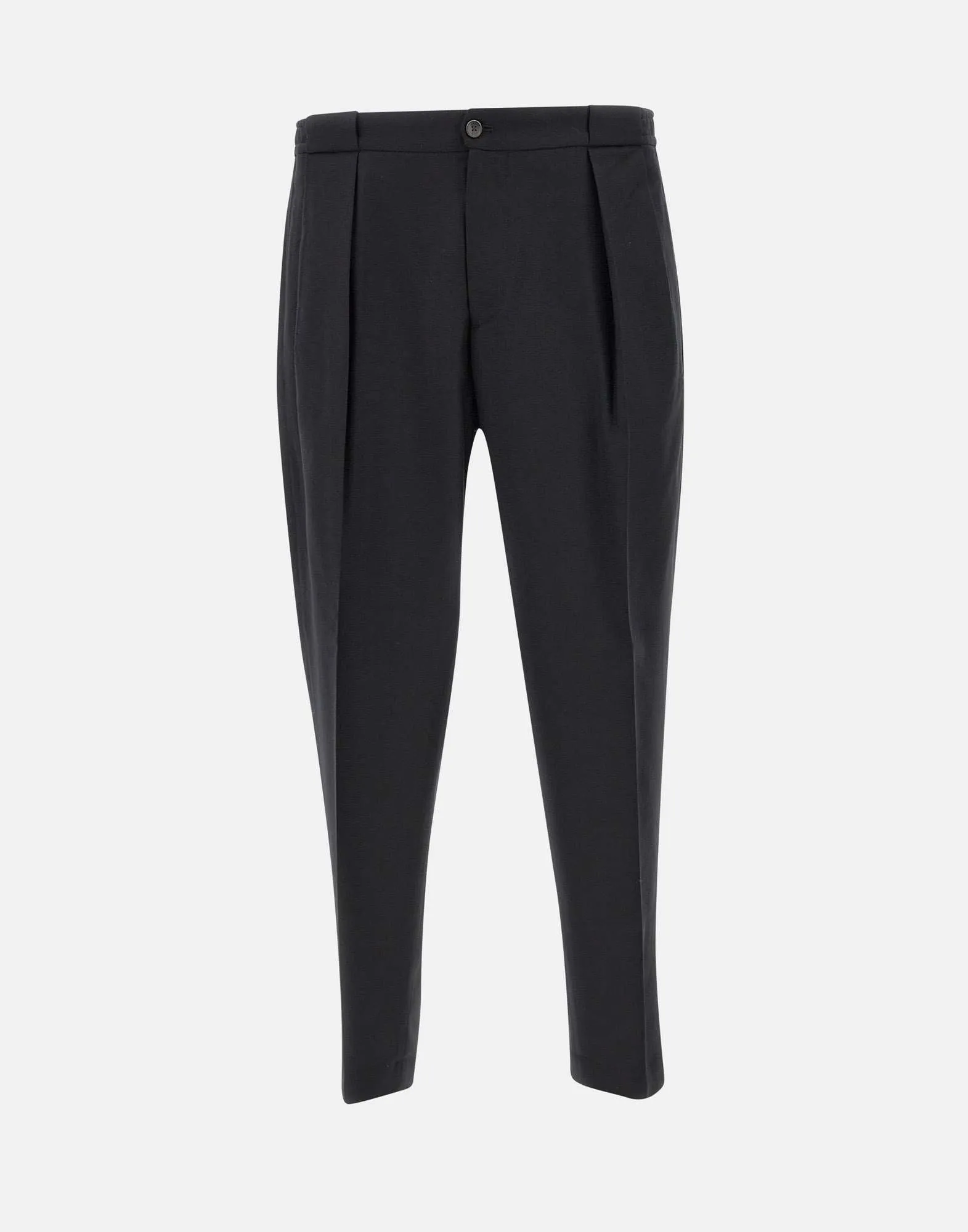 Black Wool Stretch Trousers for Men