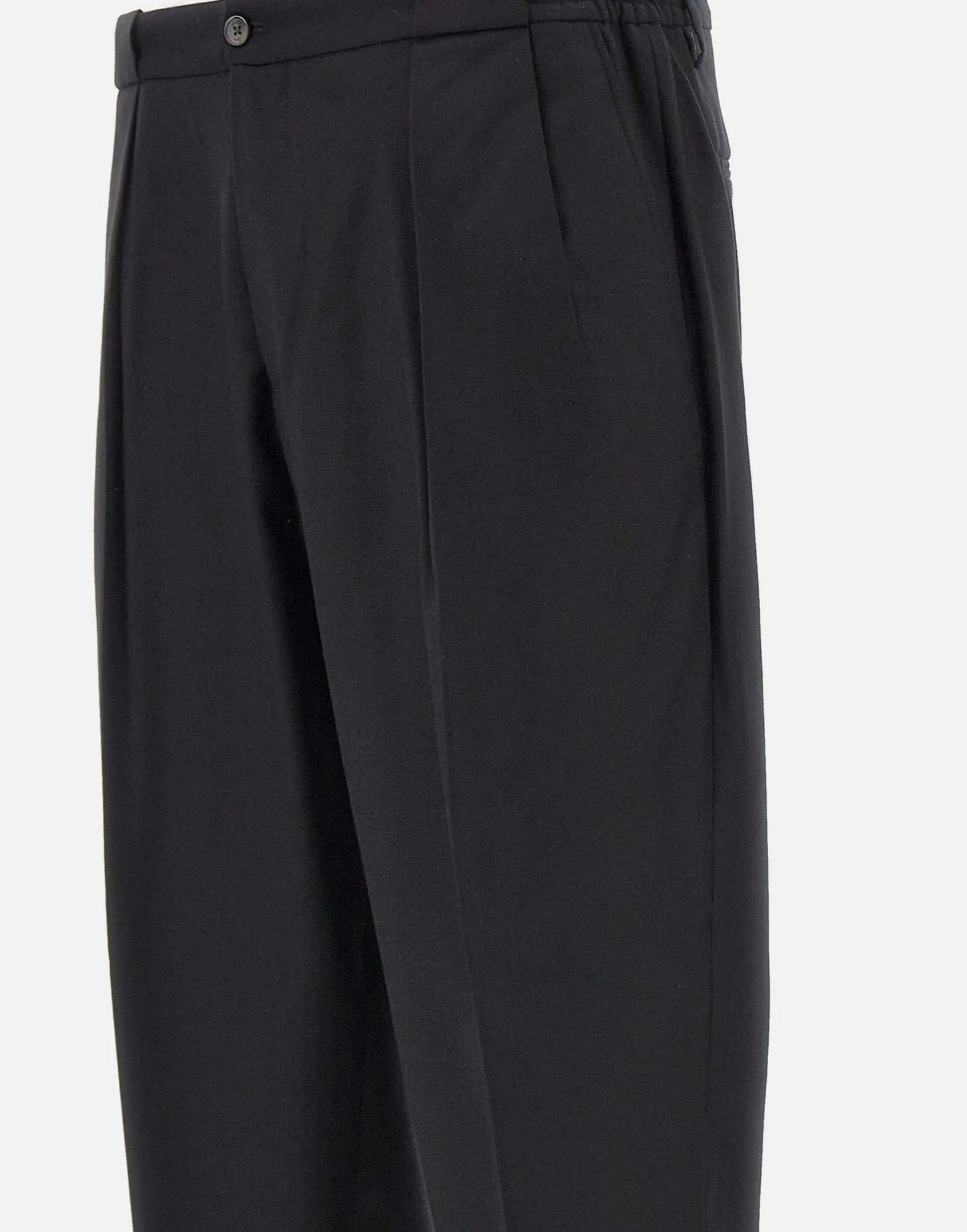 Black Wool Stretch Trousers for Men