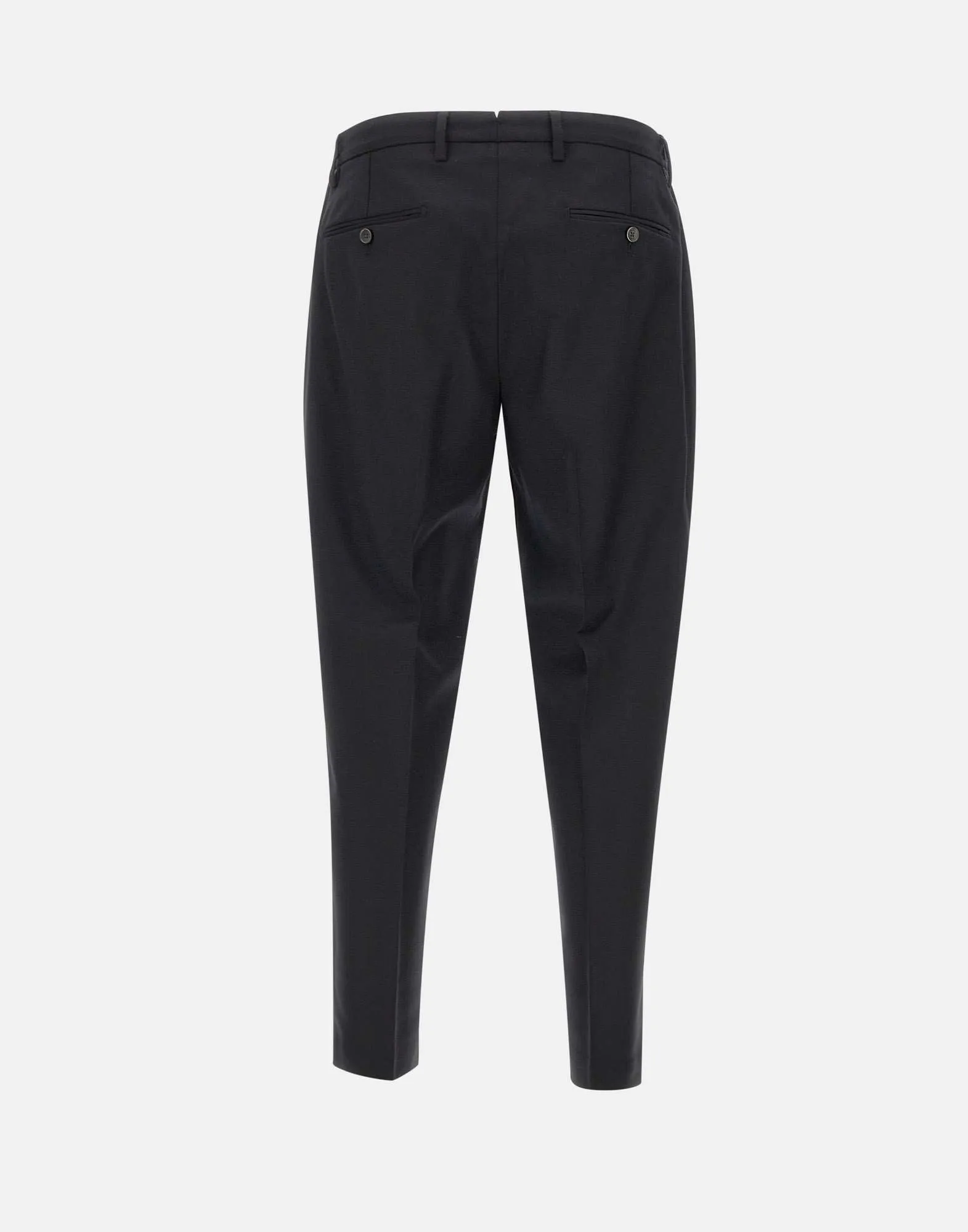 Black Wool Stretch Trousers for Men