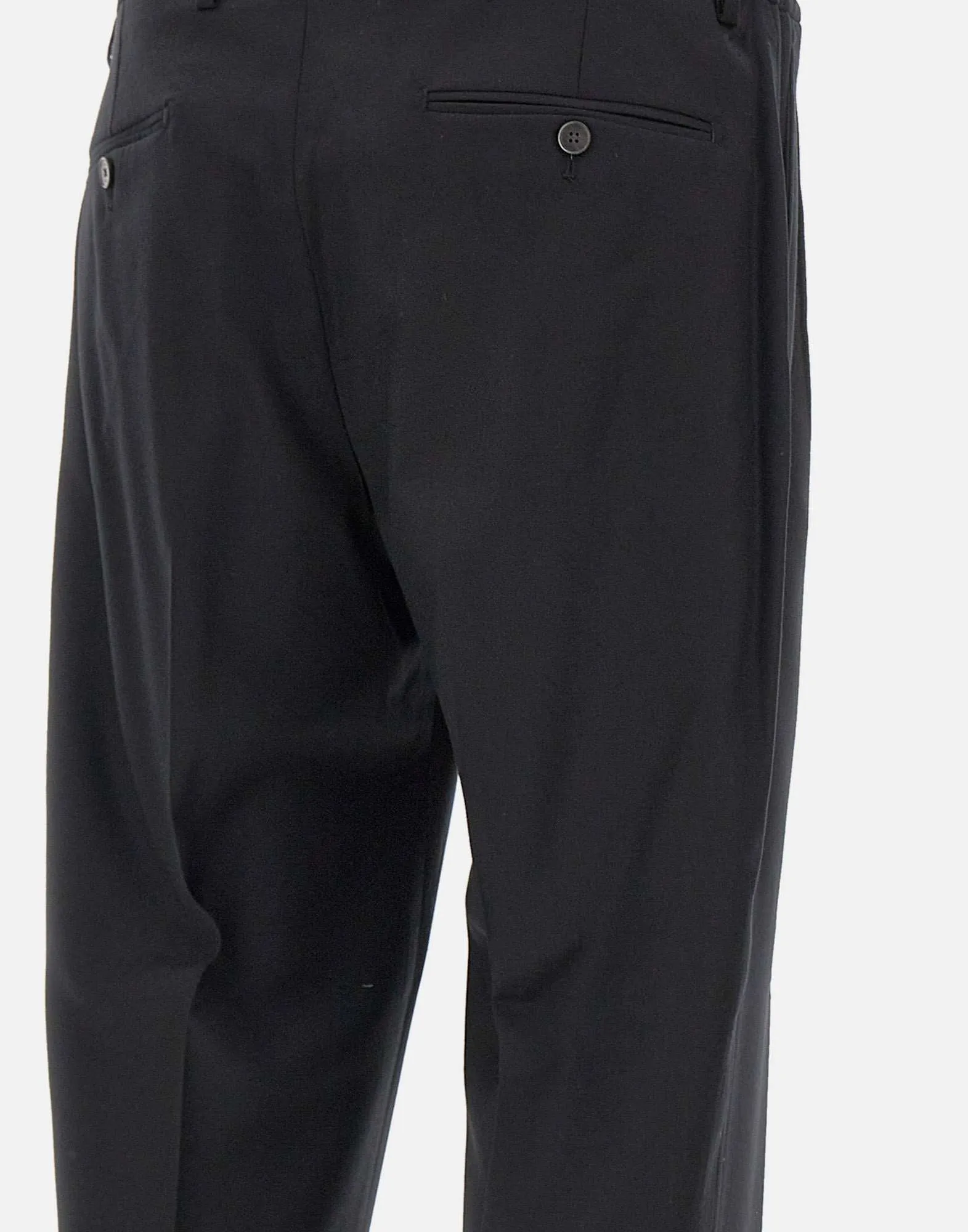 Black Wool Stretch Trousers for Men