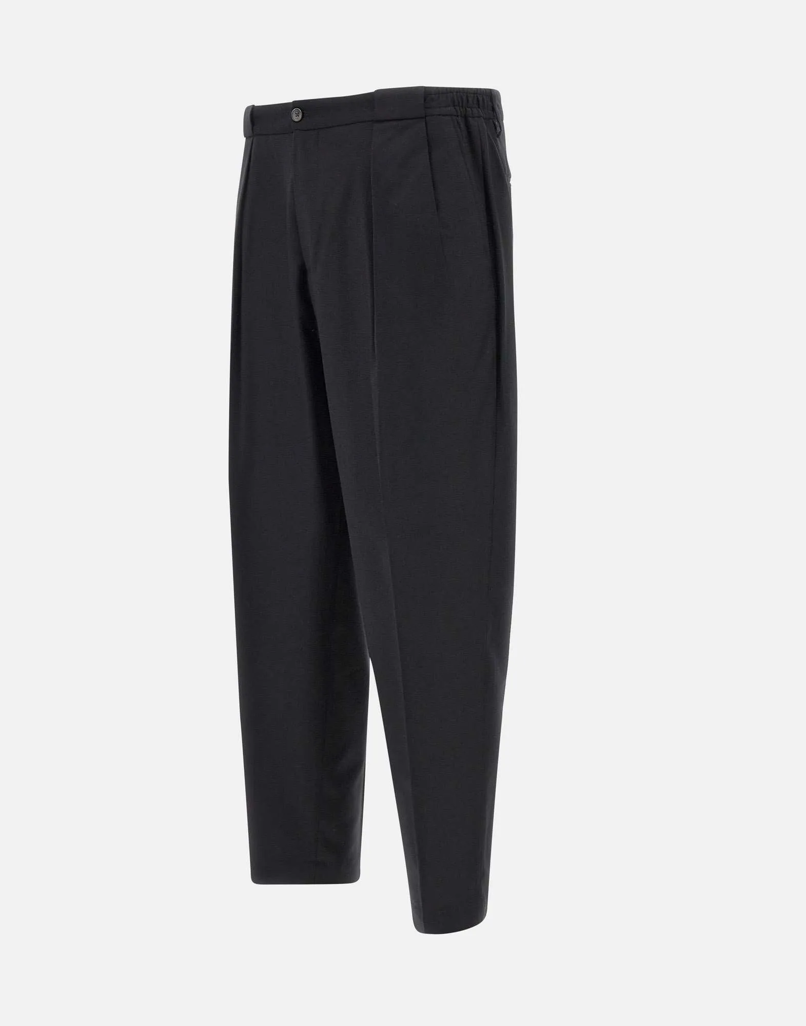 Black Wool Stretch Trousers for Men