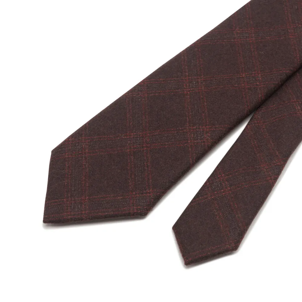 Brown Madras Motif Cashmere Tie