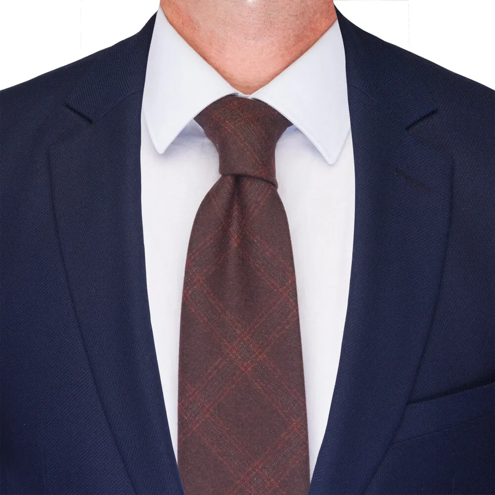 Brown Madras Motif Cashmere Tie
