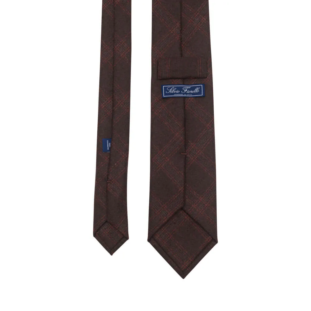 Brown Madras Motif Cashmere Tie