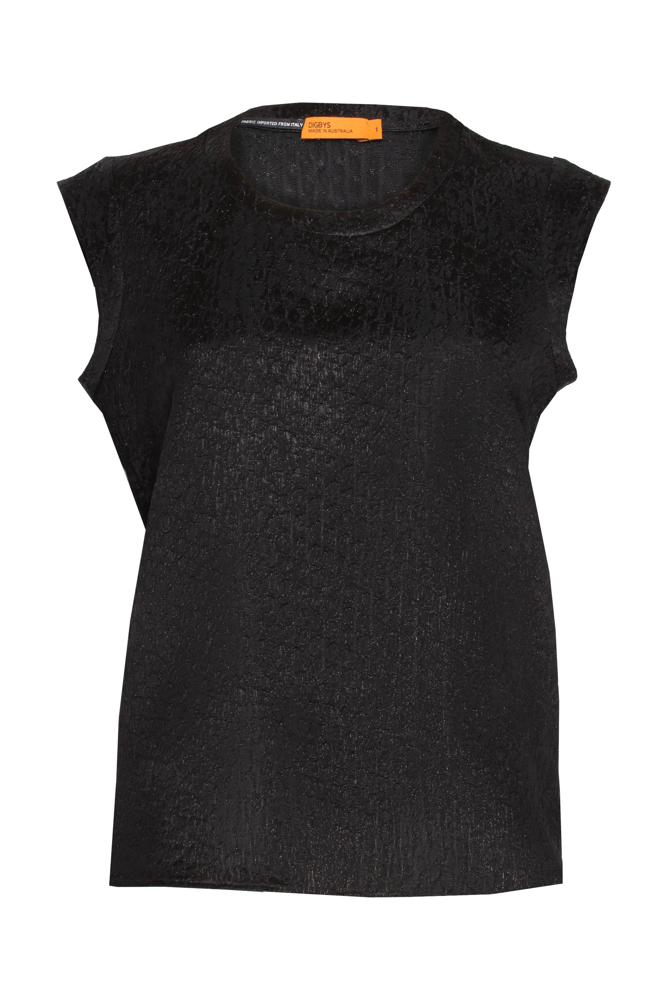 Cap Sleeve Top - Black Brocade 9773