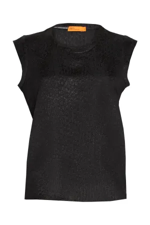 Cap Sleeve Top - Black Brocade 9773