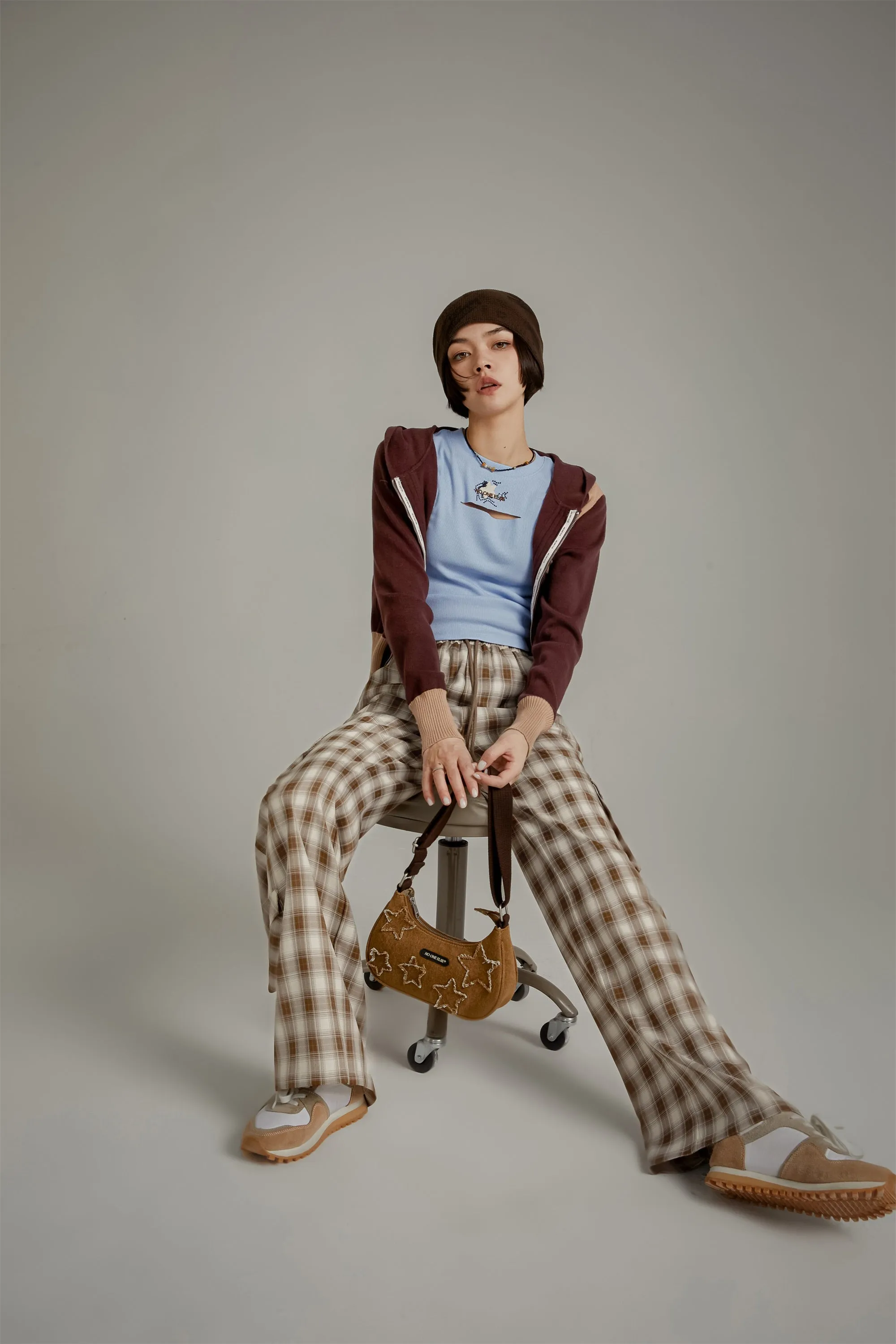 Check Pocket Wide Pants