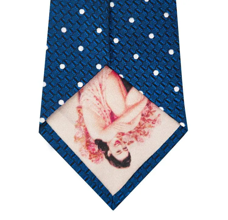 Cobalt Blue and White Polka Dot Silk Tie