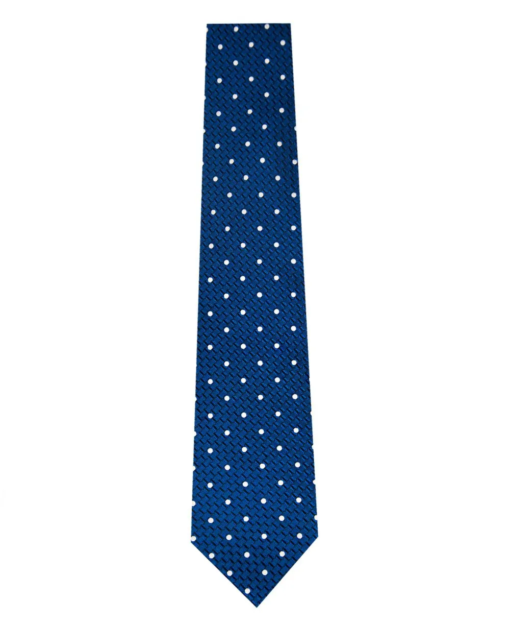 Cobalt Blue and White Polka Dot Silk Tie