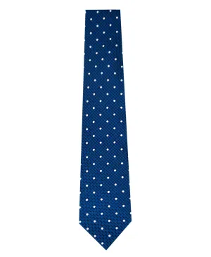 Cobalt Blue and White Polka Dot Silk Tie