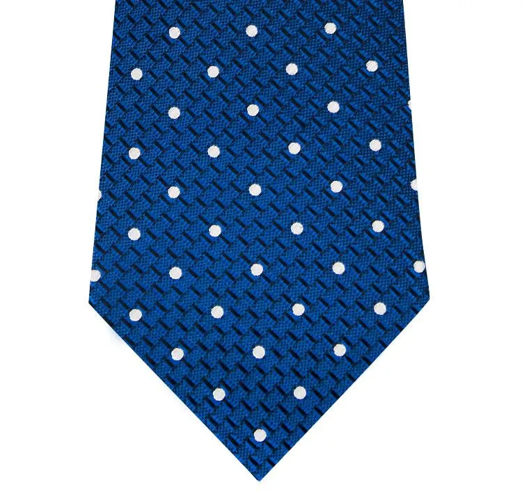 Cobalt Blue and White Polka Dot Silk Tie