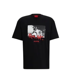 Cotton-jersey T-shirt With Spray-paint Artwork - Black