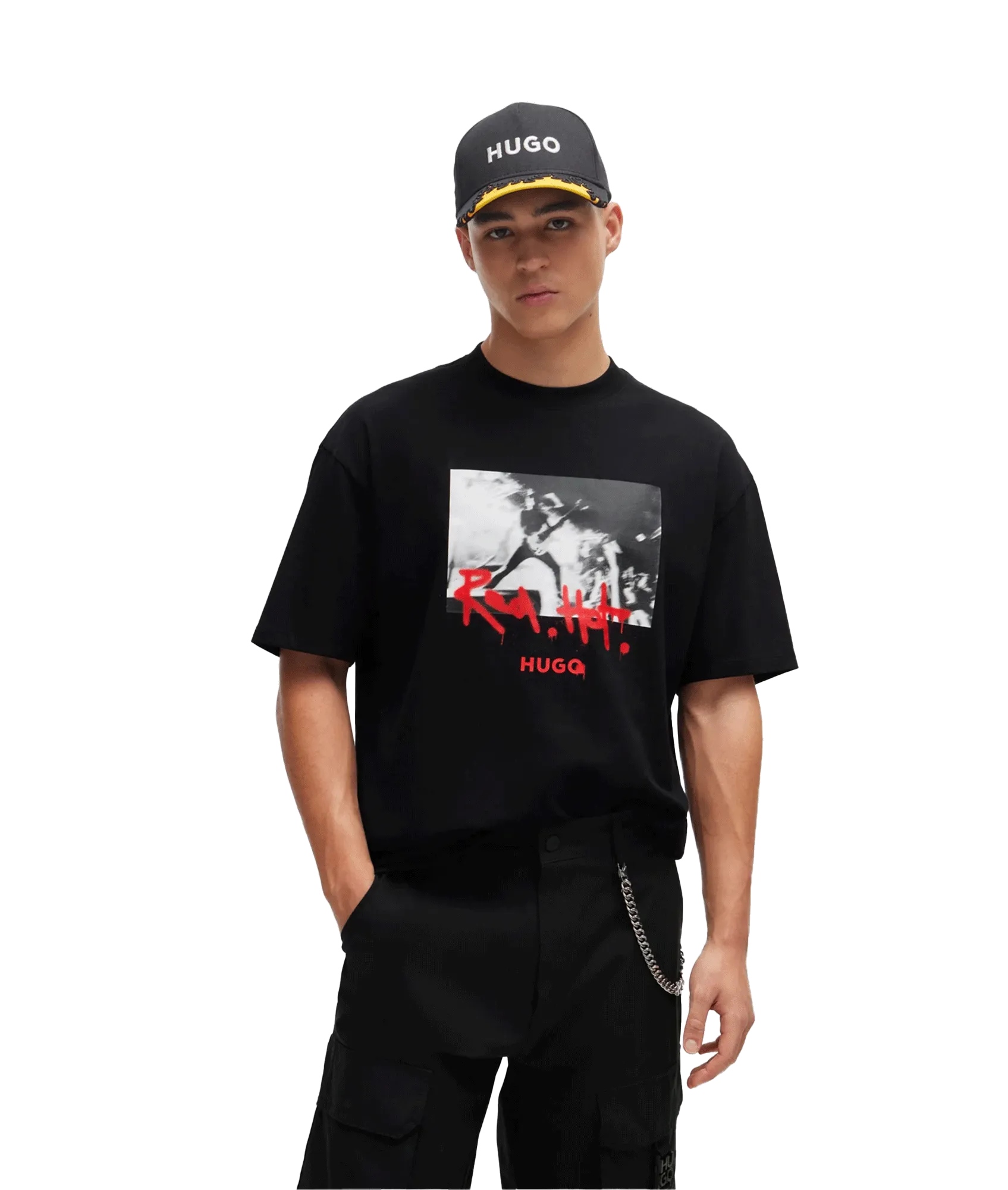Cotton-jersey T-shirt With Spray-paint Artwork - Black