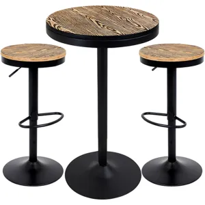 Dakota 3-Piece Industrial-Farmhouse Dining Set in Black by LumiSource