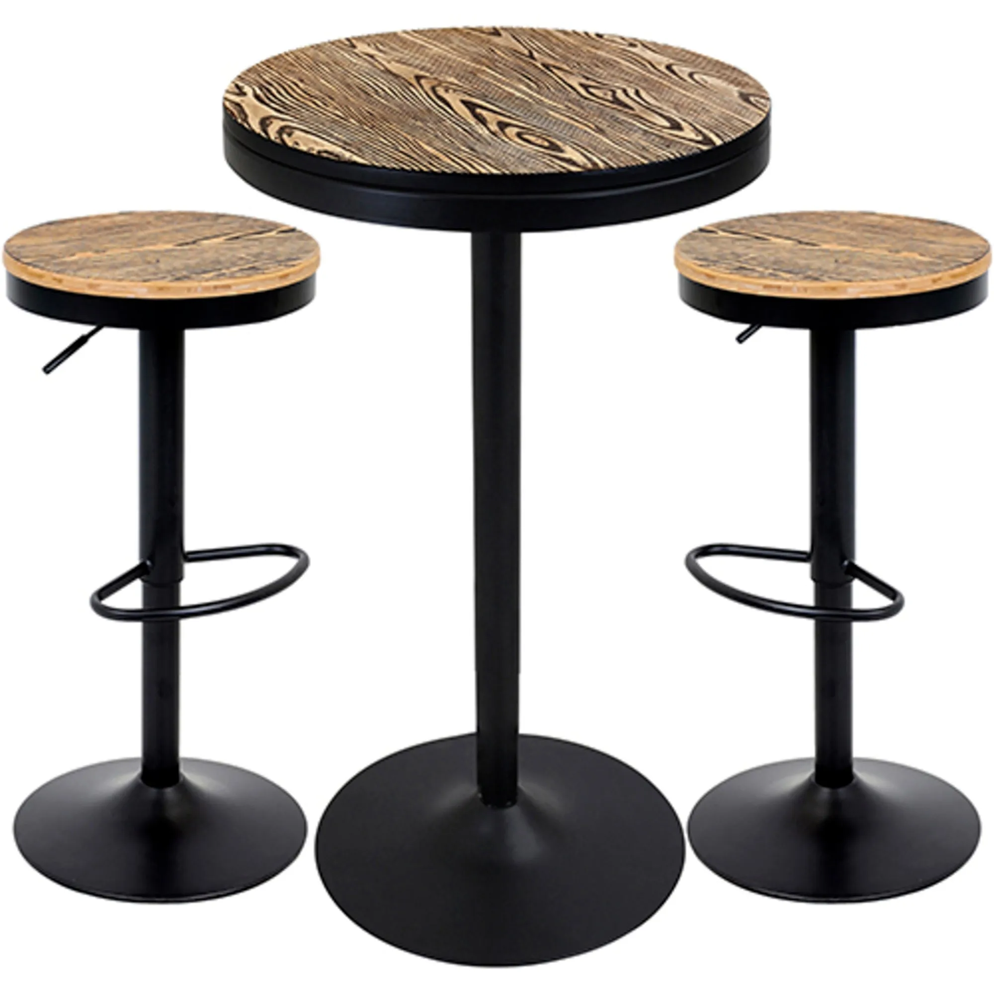 Dakota 3-Piece Industrial-Farmhouse Dining Set in Black by LumiSource