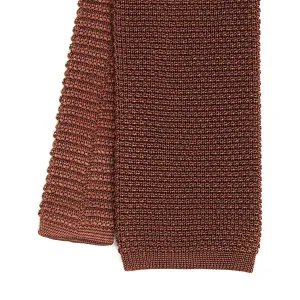 DARK BROWN SILK KNITTED TIE