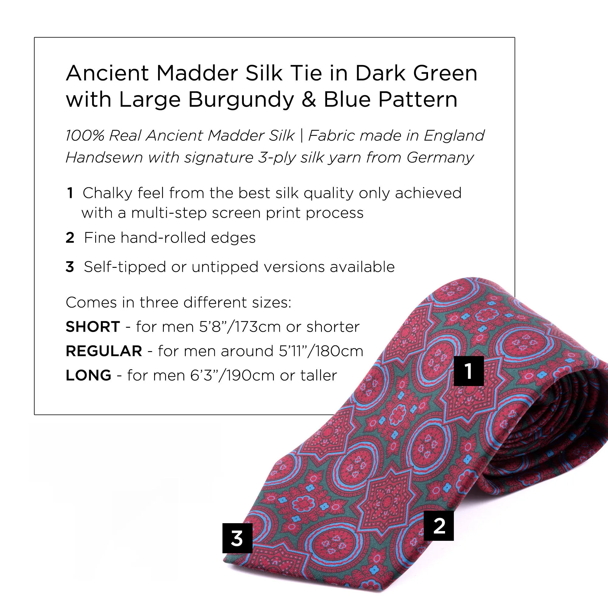 Dark Green & Burgundy Ancient Madder Silk Tie