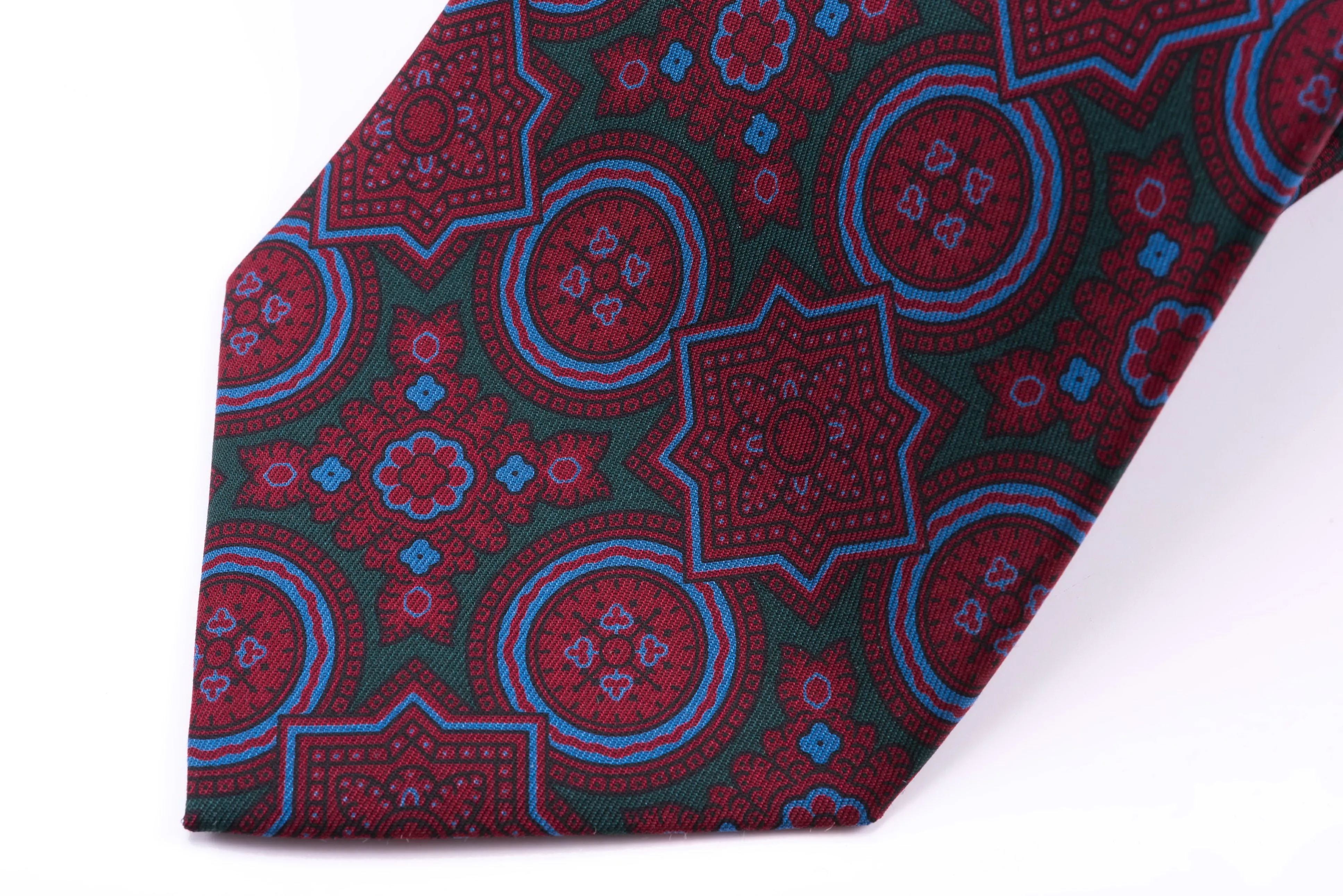 Dark Green & Burgundy Ancient Madder Silk Tie