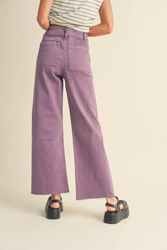 Dye And Wash Wideleg Pants Grape