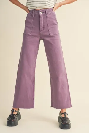 Dye And Wash Wideleg Pants Grape