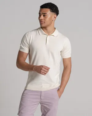 ESSENTIAL SHORT SLEEVE KNITTED POLO | ECRU