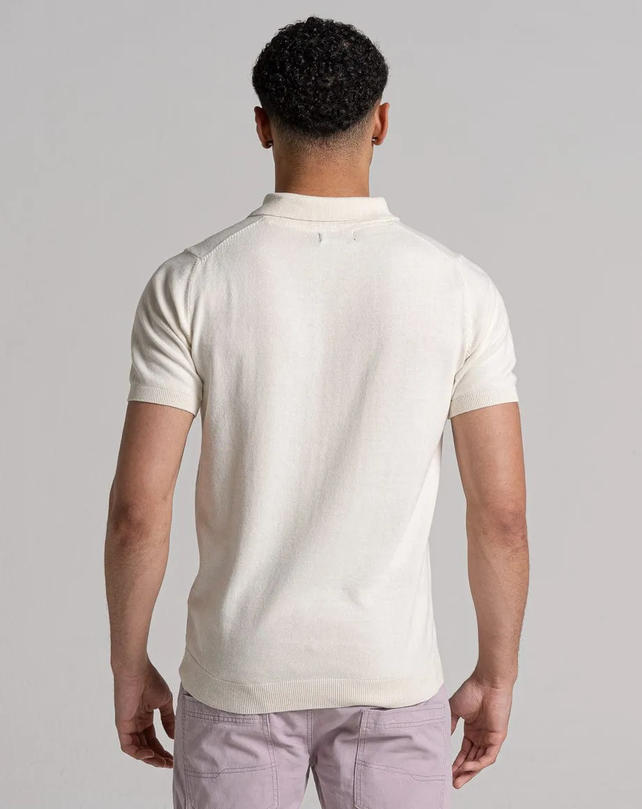 ESSENTIAL SHORT SLEEVE KNITTED POLO | ECRU