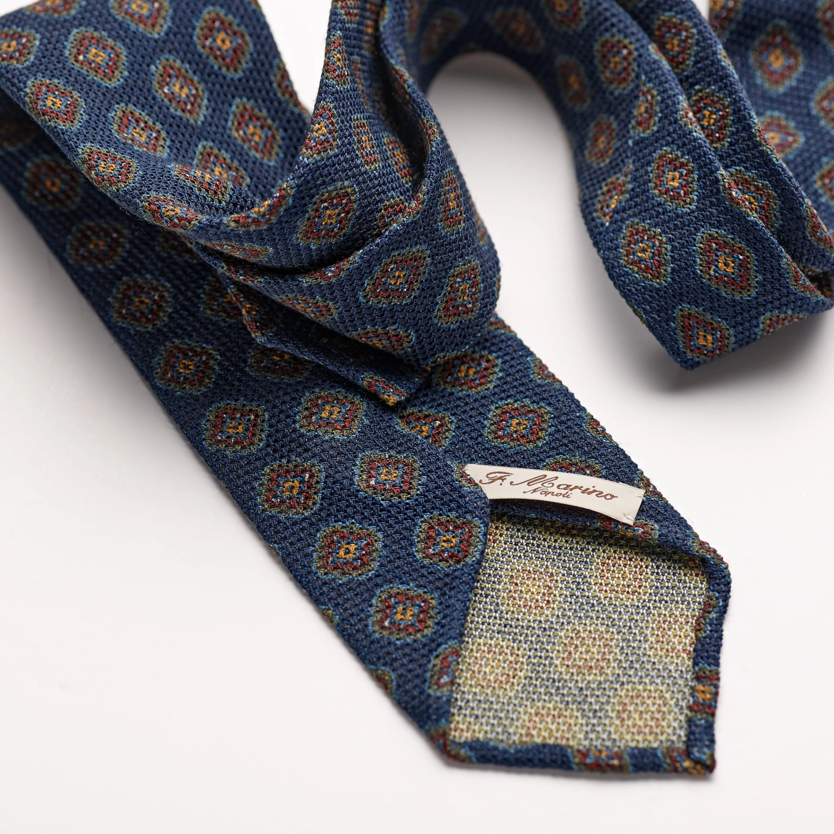 F. Marino 4 Fold royal blue Wool and Silk Challis Tie