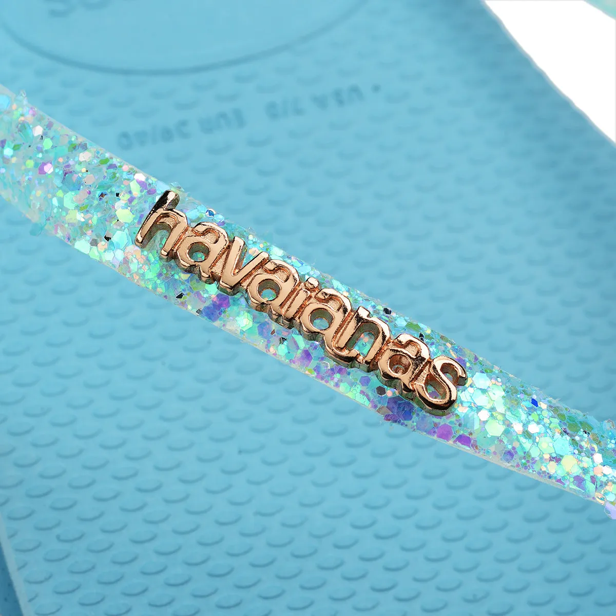 Havaianas Slim Glitter Metalic Logo In Blue For Women