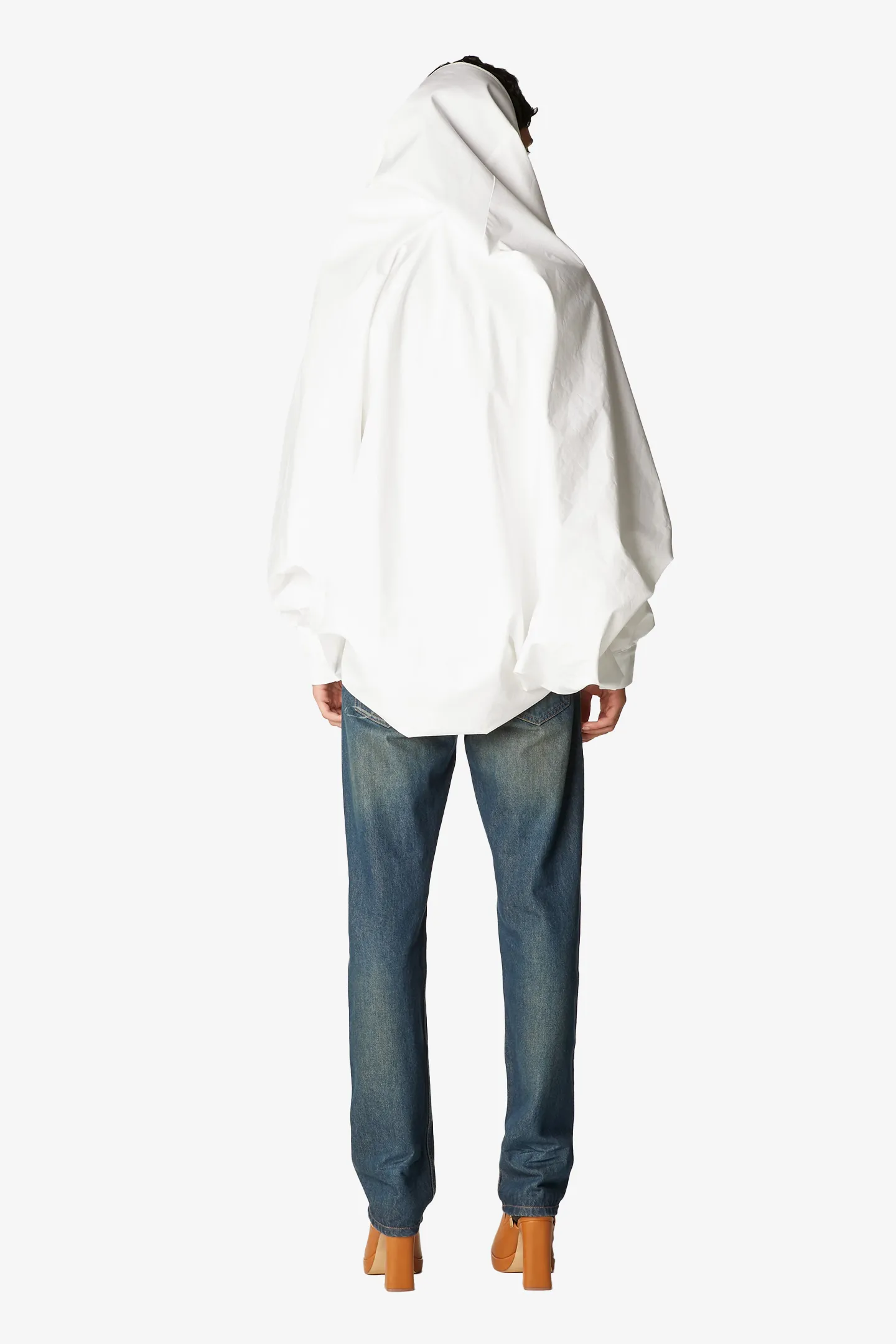 Hooded Button Up - White