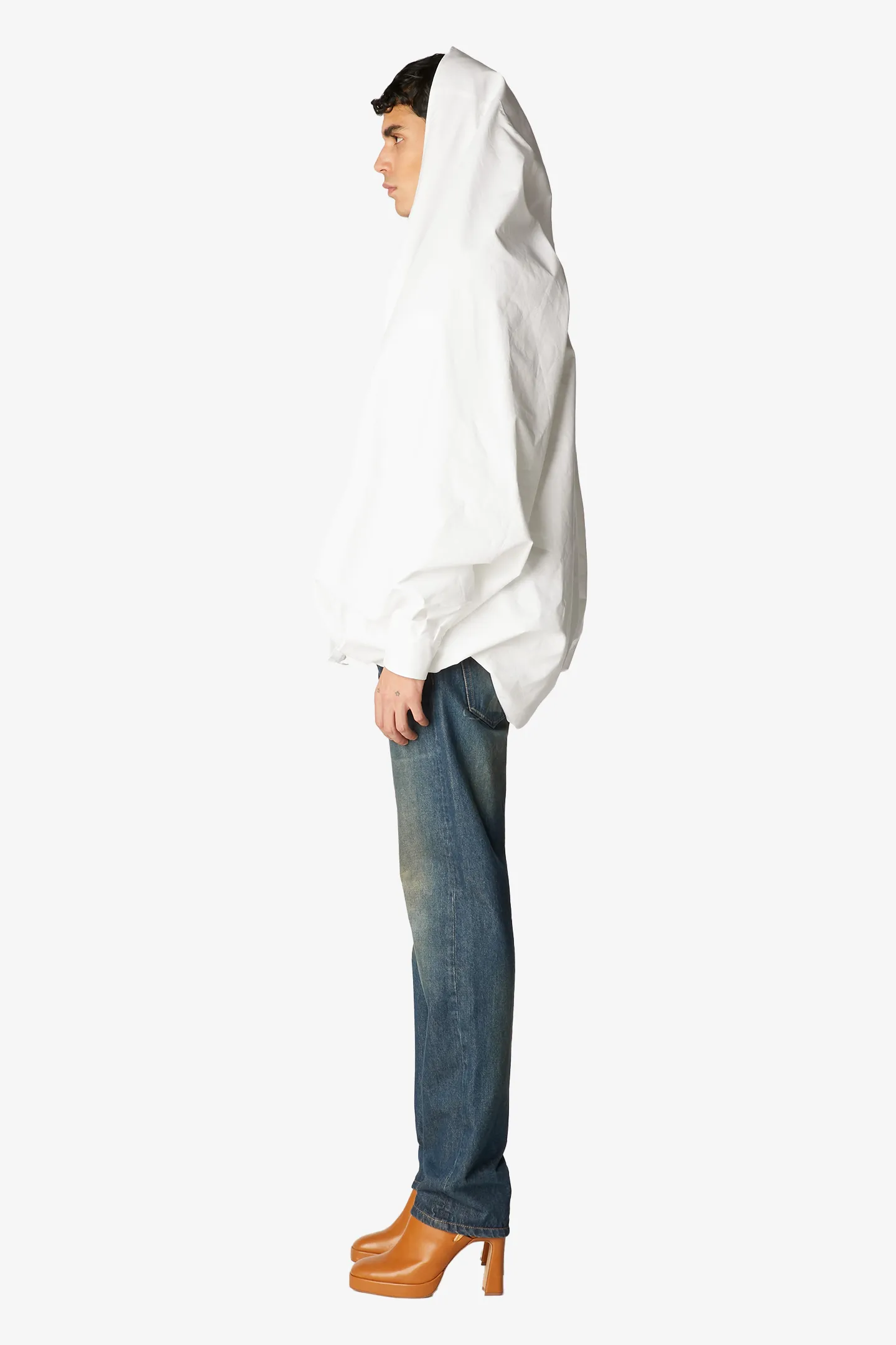Hooded Button Up - White
