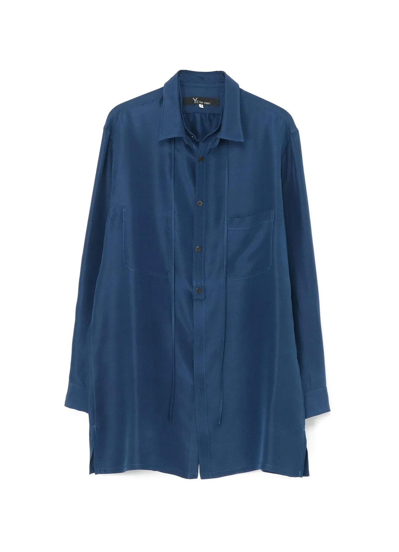 INDIA INDIGO DYEING SHANTUNG STRING BLOUSE WITH SPARE COLLAR BLOUSE