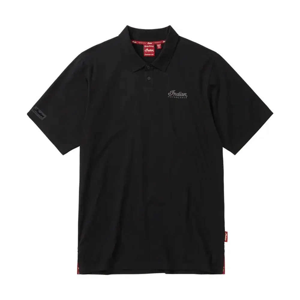 Indian Motorcycle  Mens Indian Polo Shirt Soft Collared Short Sleeve Black