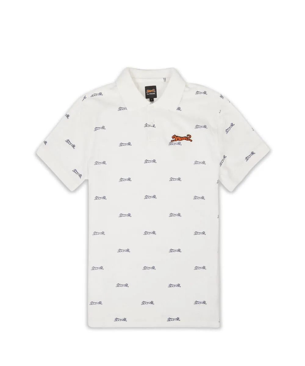 Le Tigre Men's Bridge Allover Tiger Polo