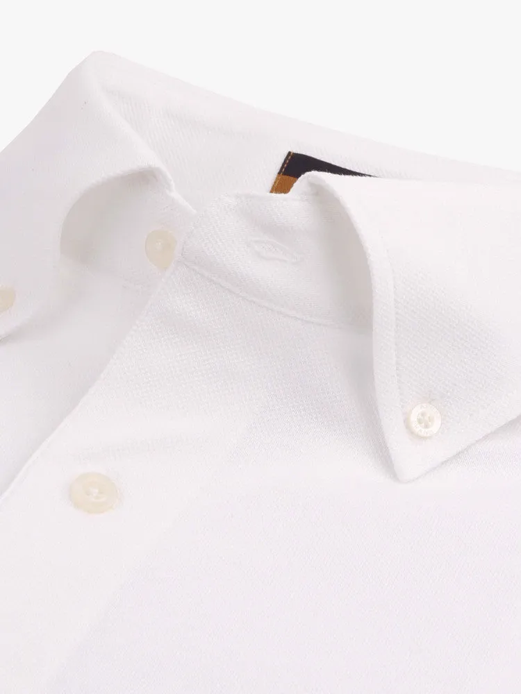 Long Sleeve White Polo Shirt - Davis Fit (Slim)