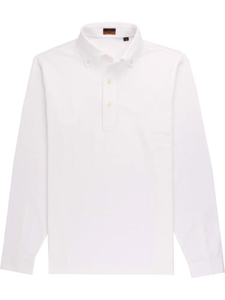 Long Sleeve White Polo Shirt - Davis Fit (Slim)