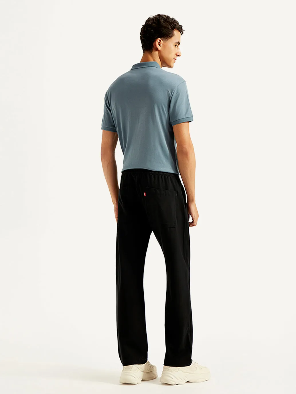 Men's 555'96 Black Relaxed Straight Fit Tech Pants