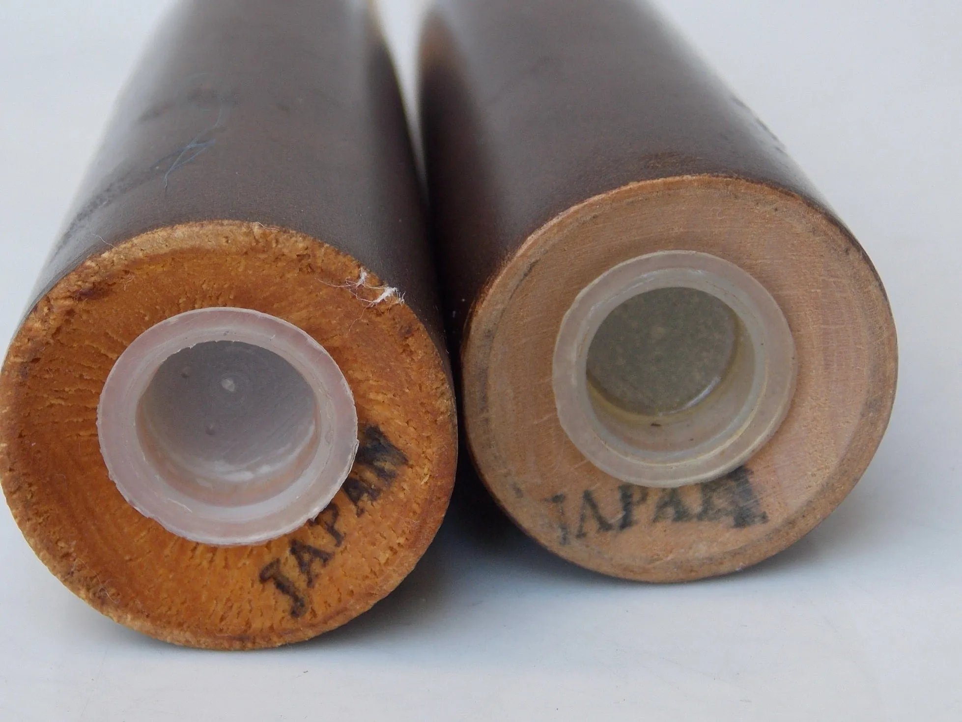 Mid Century Brown Gold Salt & Pepper Shakers, Wood, Made in Japan