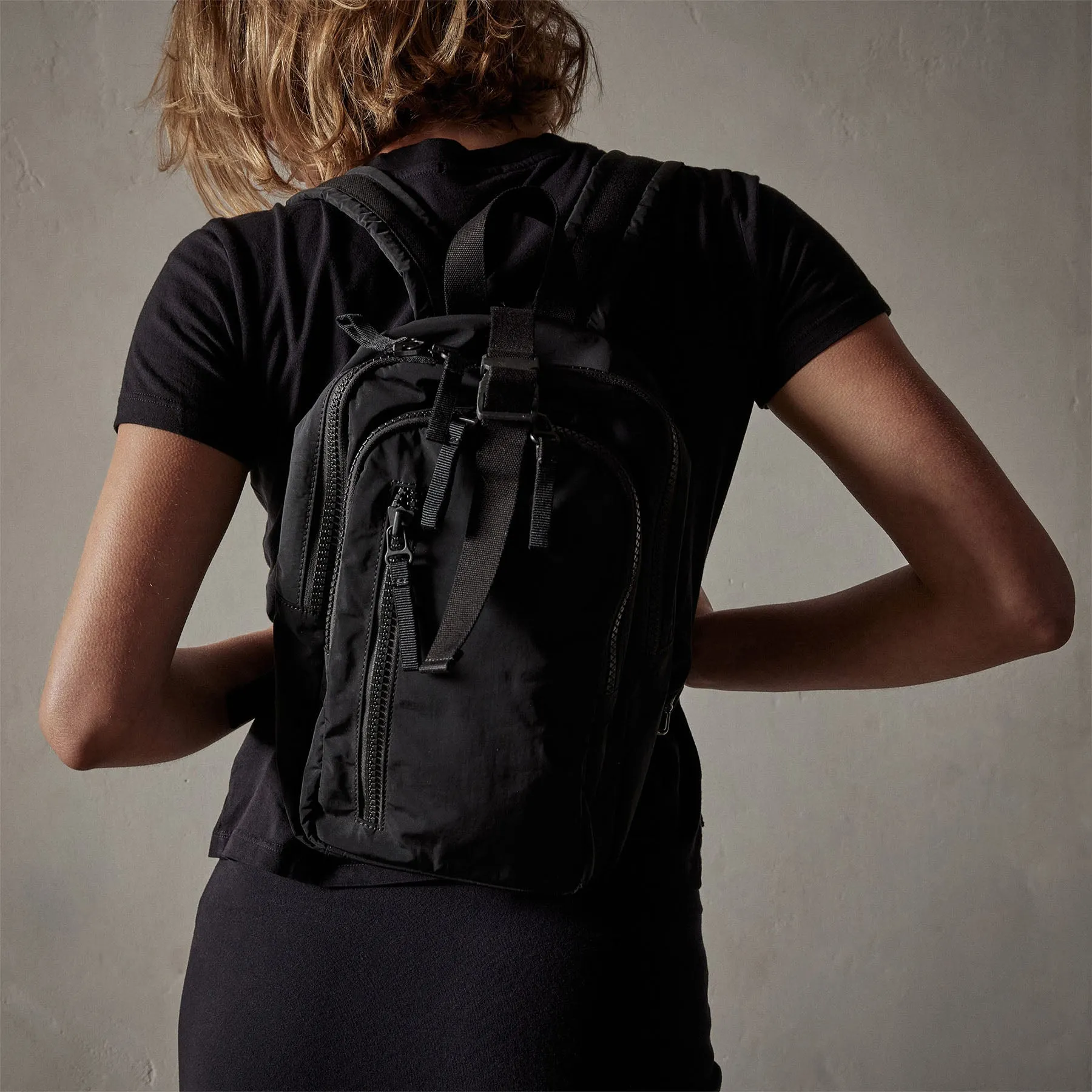 Mini Zip Backpack - Black