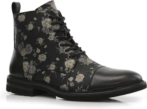 Orchid&Black Woolen and Leather Lace-up Fashion Chukka Boots with Zipper Closure