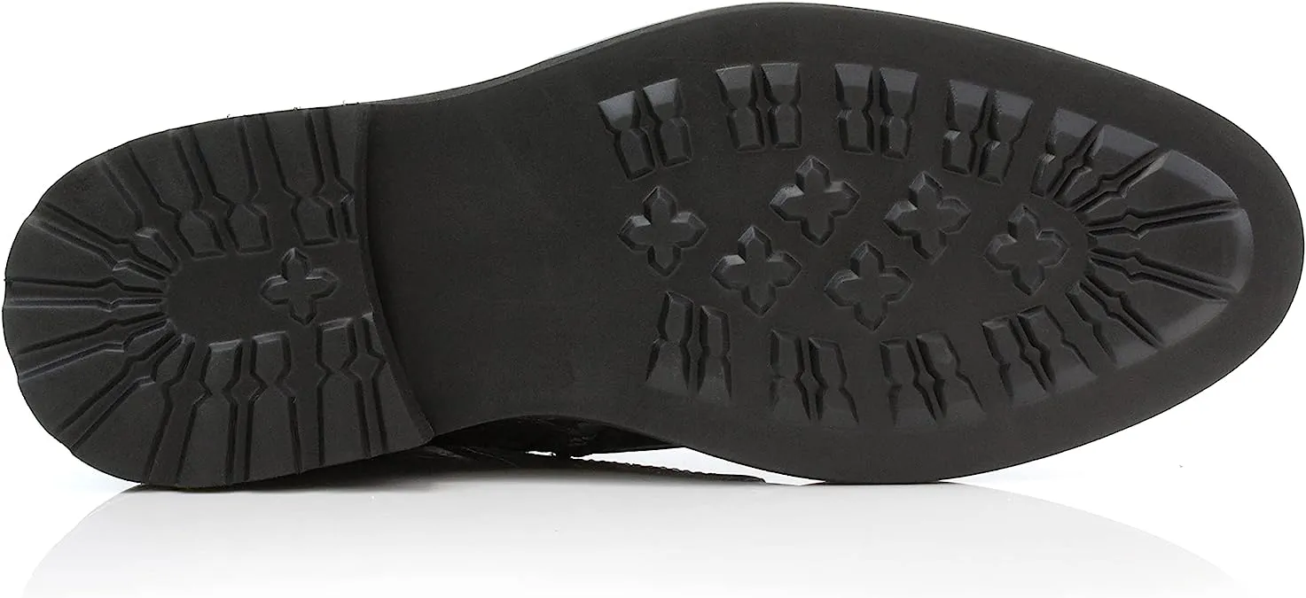 Orchid&Black Woolen and Leather Lace-up Fashion Chukka Boots with Zipper Closure