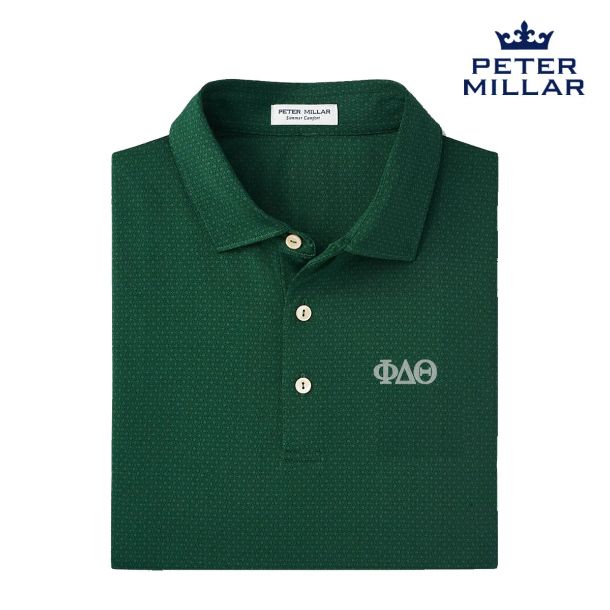 Phi Delt Peter Millar Tesseract Patterned Polo With Greek Letters
